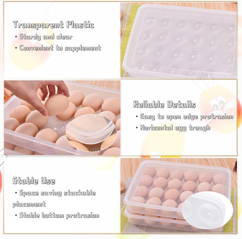 OJYUDD Deviled Egg Containers with Lid, (Set of 2),Stackable Plastic Egg Holder for 48 Eggs,Clear Egg Storage Holder for Fridge,Keep Fresh,Easter,Thanksgiving Party Kitchen Supplies - Image 3
